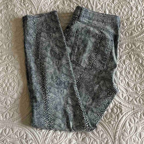 Tory Burch Blue Boa Snakeskin Print Skinny Jeans Size 30 - Picture 3 of 16